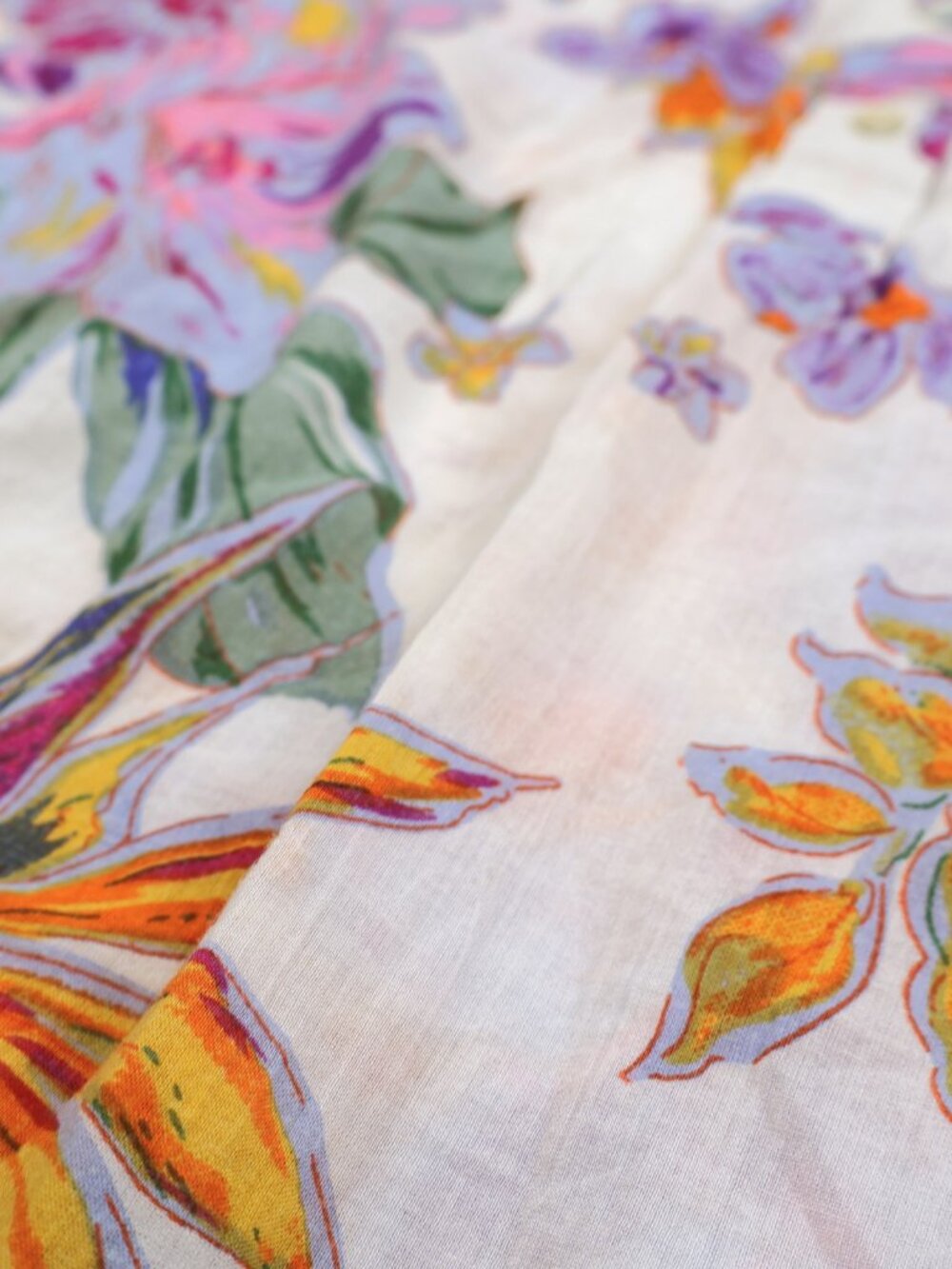 Tahari Floral Cotton Blouse Large Tropical Botanical Print - Picture 5 of 8